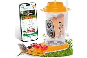 RICHBIRD Smart Hummingbird Feeder with Camera Solar Powered, AI Identify, Instant Notification, Leakproof & Ant Moat Bird Feeder with Camera, Hummingbird Feeders for Outdoors, Gift for Bird Lovers (20 oz)