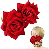 YBEATY Rose Flower Hair Clip 3D Red Roses Combs Headwear Accessories Floral Brooches Headpieces Supplies Bohemia Costume Hair Hairpin Decor for Girls Women Halloween Party Wedding Bride Dancer