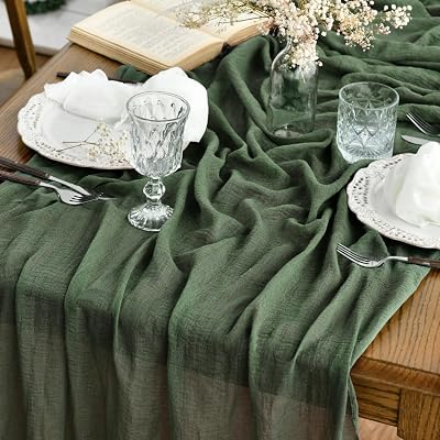 Artoid Mode Boho Forest Green Gauze Table Runner 300 cm