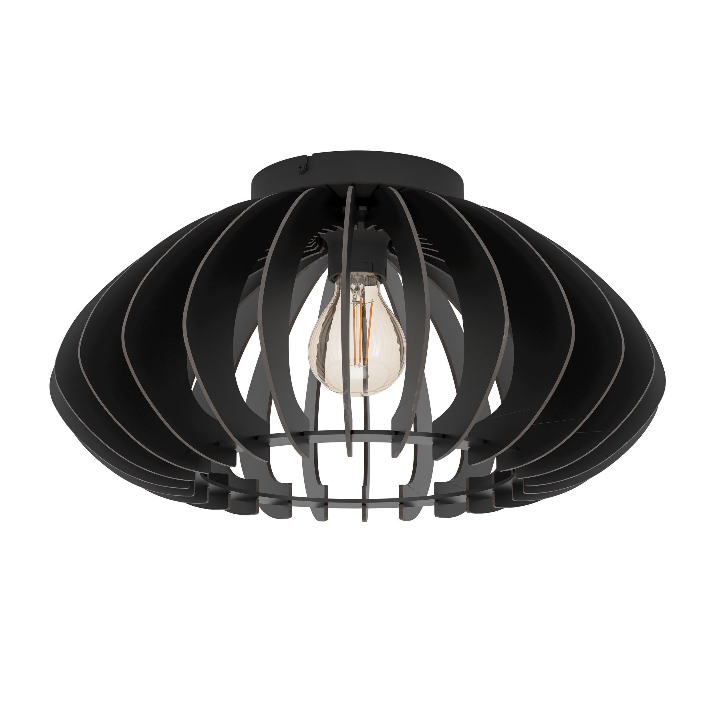 Eglo Ceiling lamp Cossano 3, Vintage Ceiling Light Fitting, Retro Ceiling spot Made of Metal and Wood in Black, Living Room Lighting with E27 Socket, Ø 45 cm
