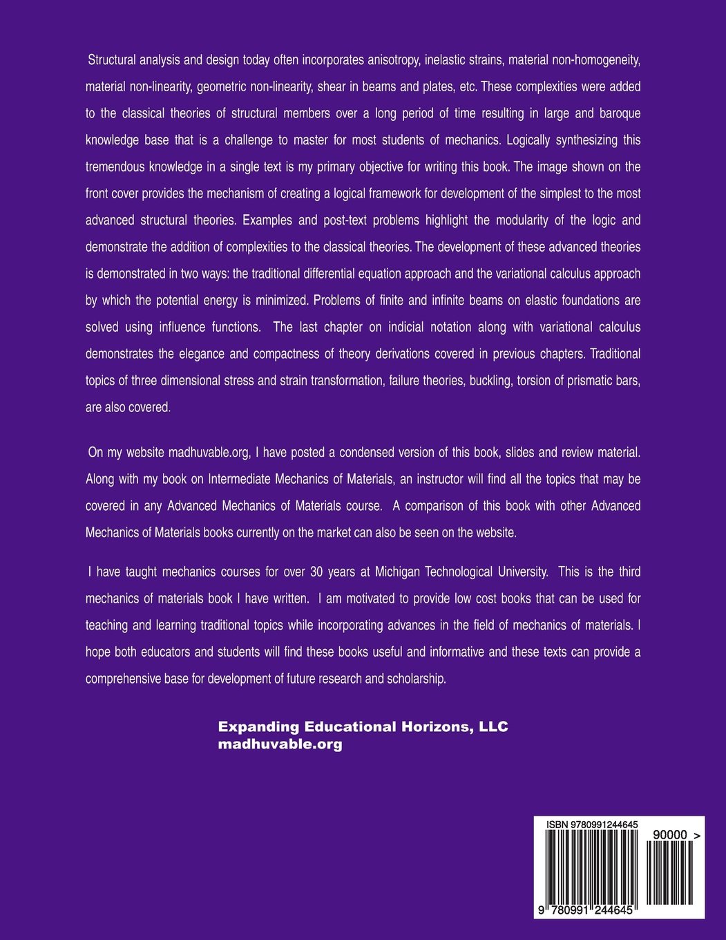 Advanced Mechanics of Materials: Dr. Madhukar Vable: 9780991244645:  Amazon.com: