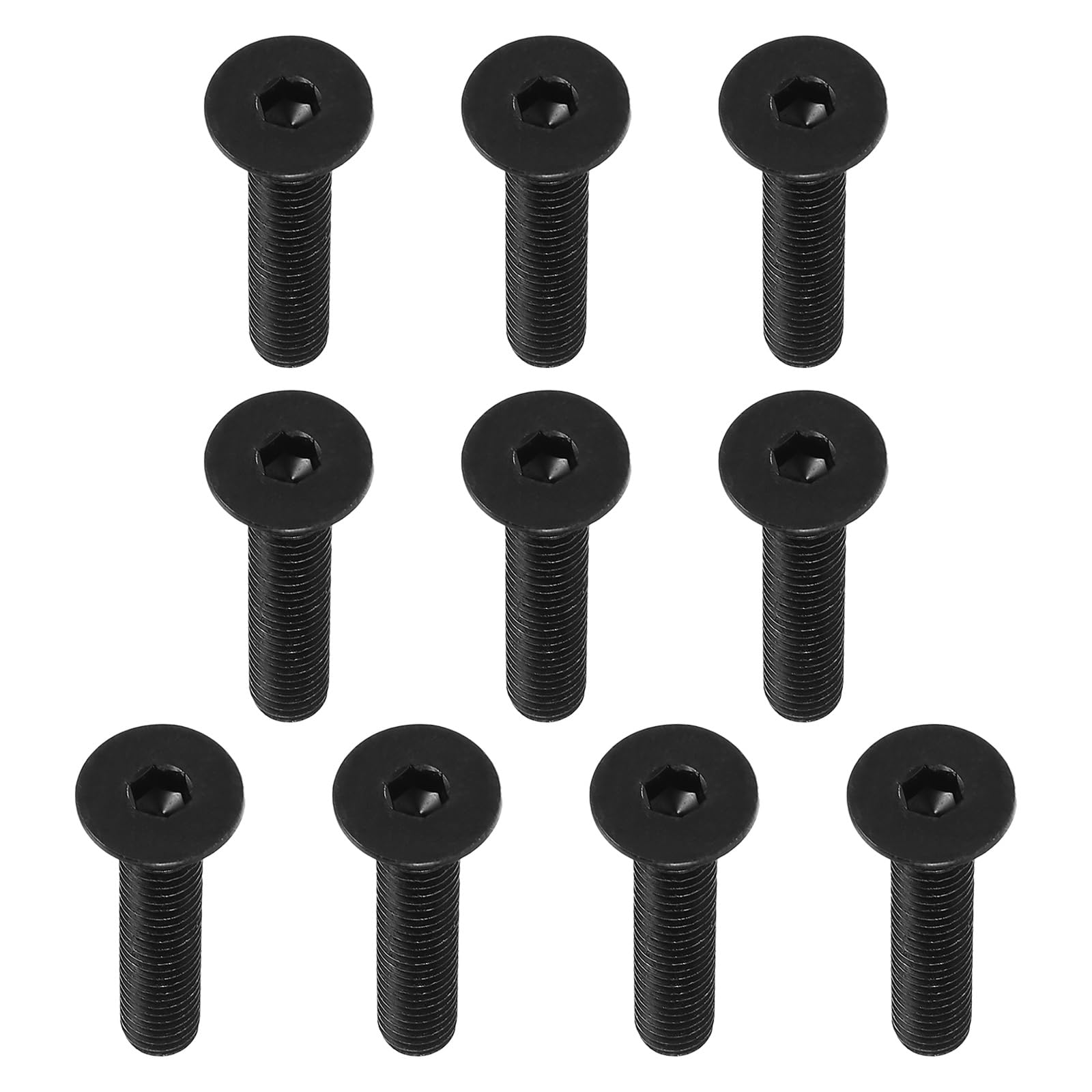 PATIKIL 3/8-16 x 2" Flat Head Socket Cap Screws, 10 Pack Flat Countersunk Bolts Carbon Steel Hex Socket Drive Machine Screws Full Thread Black Oxide Grade 10.9