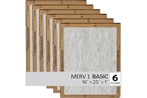Filtrete 16x25x1 Air Filter, 3M MERV 1 HVAC Flat Furnace Filter Replacement, 6-Pack (Actual Size 15.98x25x0.98 in)
