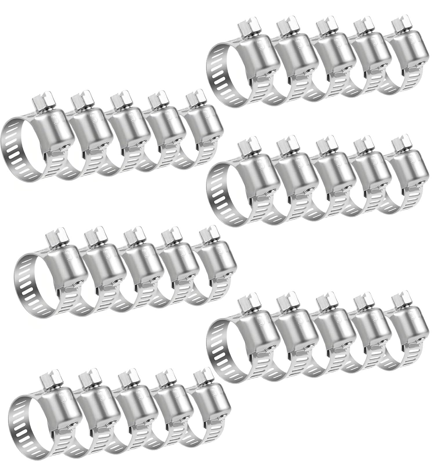 KOMUNJ 30 Pcs 304 Stainless Steel Hose Clamps 16-25mm Adjustable Hose Clamps Fits Most Water Pipes, Home, Garden, Washing Machine