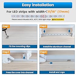 Muzata 5Pack 3.3ft/1M LED Channel with Spotless