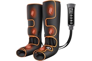 Banspol Leg Massager with Heat and Compression, Foot and Calf Massager for Circulation and Pain Relief, Compression Boots with Handheld Controller, 6 Modes 3 Intensities, Gift for Mom Dad