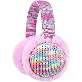 F Flammi Kids Knit Earmuffs Winter Outdoor Furry Ear Warmers for Boys Girls from Toddler to Big Kids