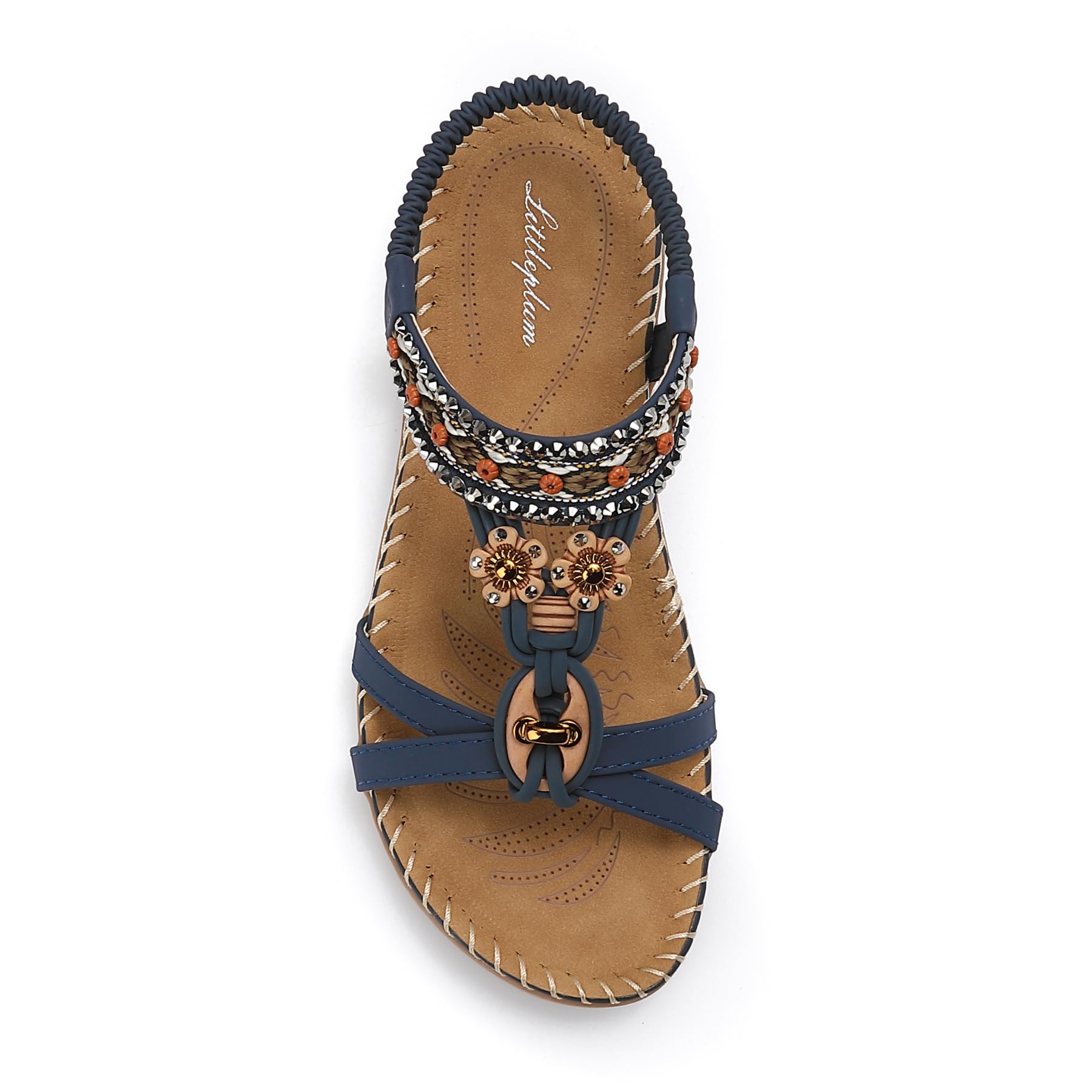 Photo 1 of Littleplum Sandals for Women Arch Support Handmade Sandals Women's Summer Beach Sandals Comfort Walking Shoes Bohemian Flip Flops Womens Sandals Blue Size 8.5
