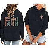 IZROLO Faith Sweatshirts for Women Christian Sweatshirt Jesus Cross Graphic Shirt Bible Verse Religious Hoodie Pullover Tops