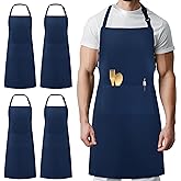 Syntus 4 Pack Adjustable Bib Apron with 2 Pockets Cooking Kitchen Aprons for Women Men Chef