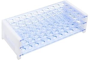 BorinGlass 50-Place Test Tube Rack for 13mm O.D. Tubes, Sturdy Plastic Lab Organizer