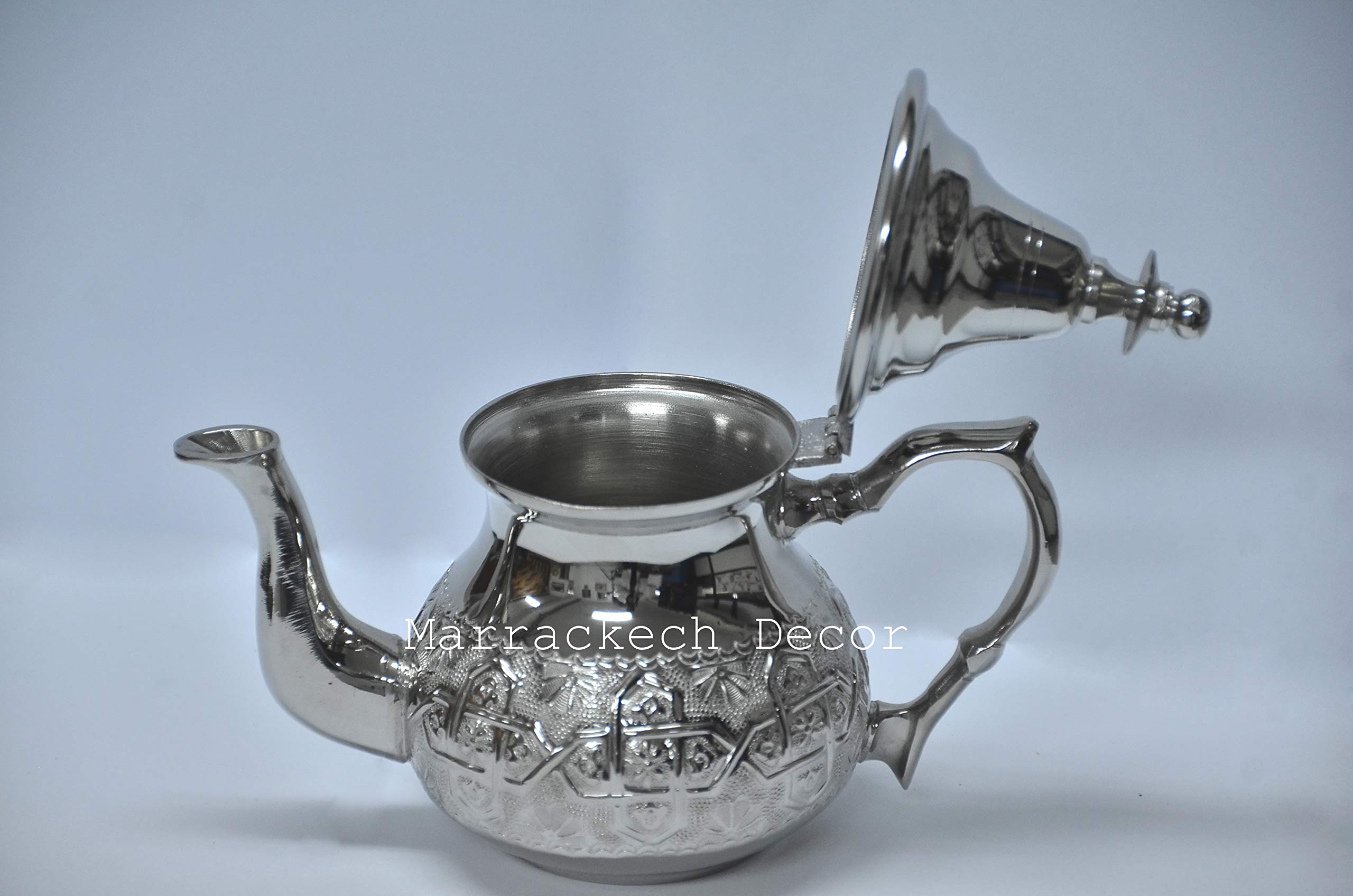 Moroccan 4 Cups Tea Pot Handmade Serving Small Brass Silver Plated