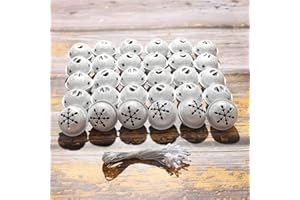 Zsail Christmas Bells 32 Pieces Jingle Bells with Snowflake Cutout 1.6 Inch/ 40 mm Christmas Craft Bells for Trees and Home Decorations (Silvery)