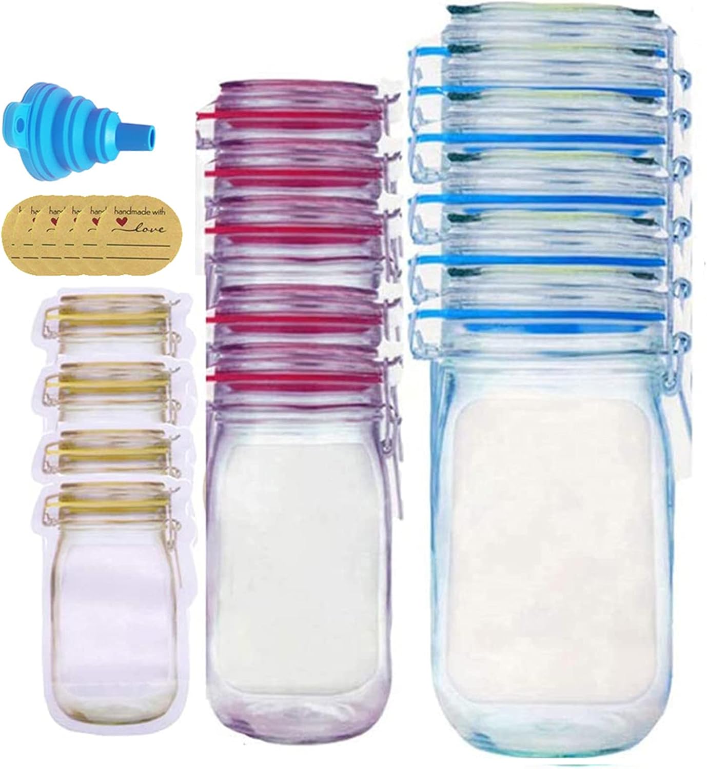 40 Pcs Mason Jar Ziplock Bags Reusable, Food Storage Ziplock Bags