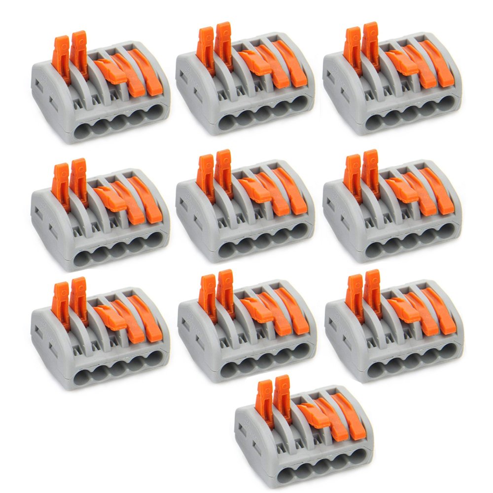 5 Port Lever Conductor Compact Connector Terminal Block Wire Push Cable Connector 10 Pack