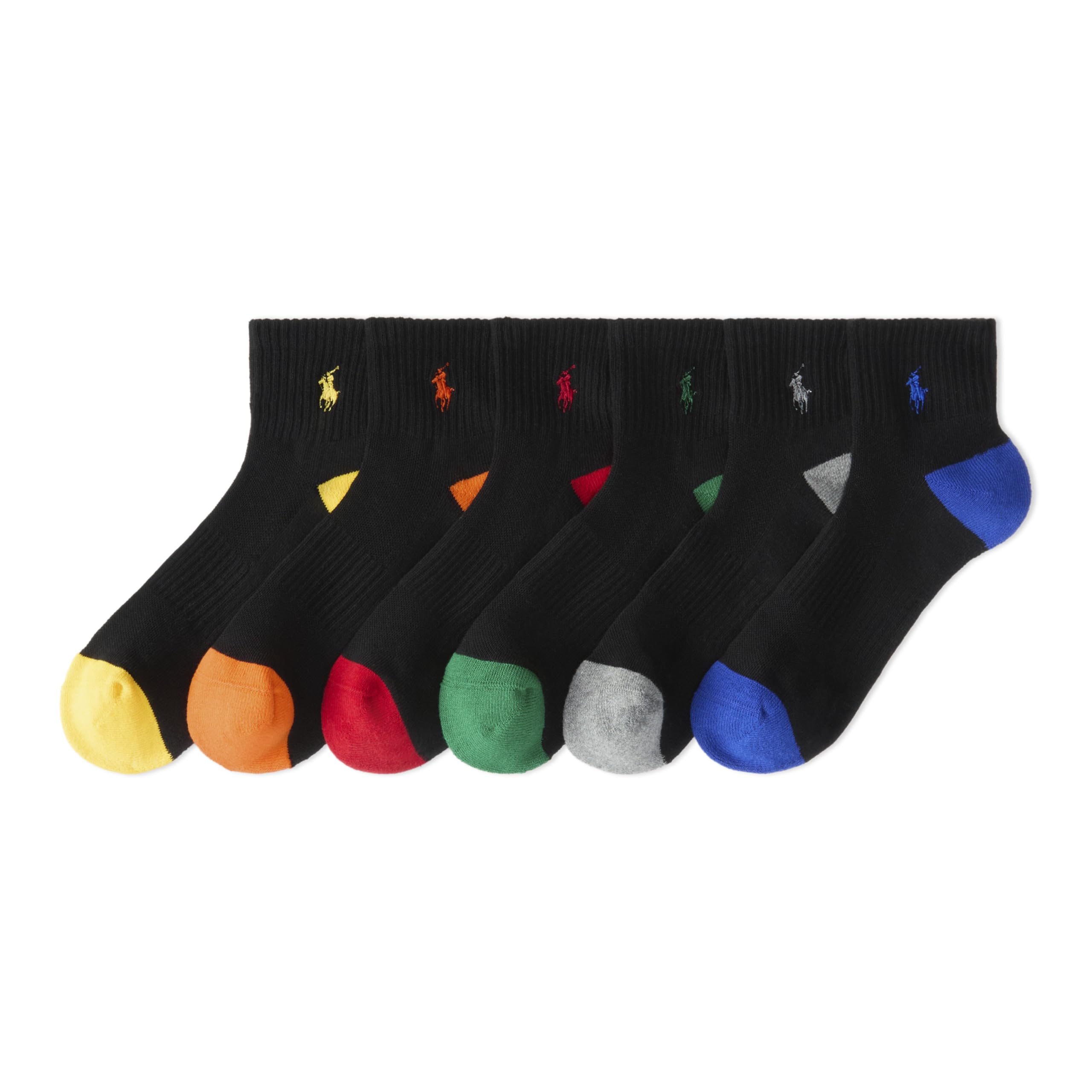 Polo Ralph Lauren Men's Performance Cotton Quarter Socks, Black Assorted, 6-12.5, 6 Pack Image