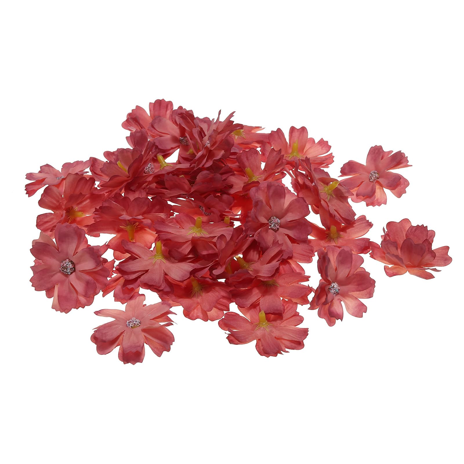 PATIKIL 1.77" Artificial Multi-layered Flower Heads, 50 Pack Silk Multi-layered Fake Flowers Heads for Wedding Floral Bouquet Decoration DIY Craft Making, Red