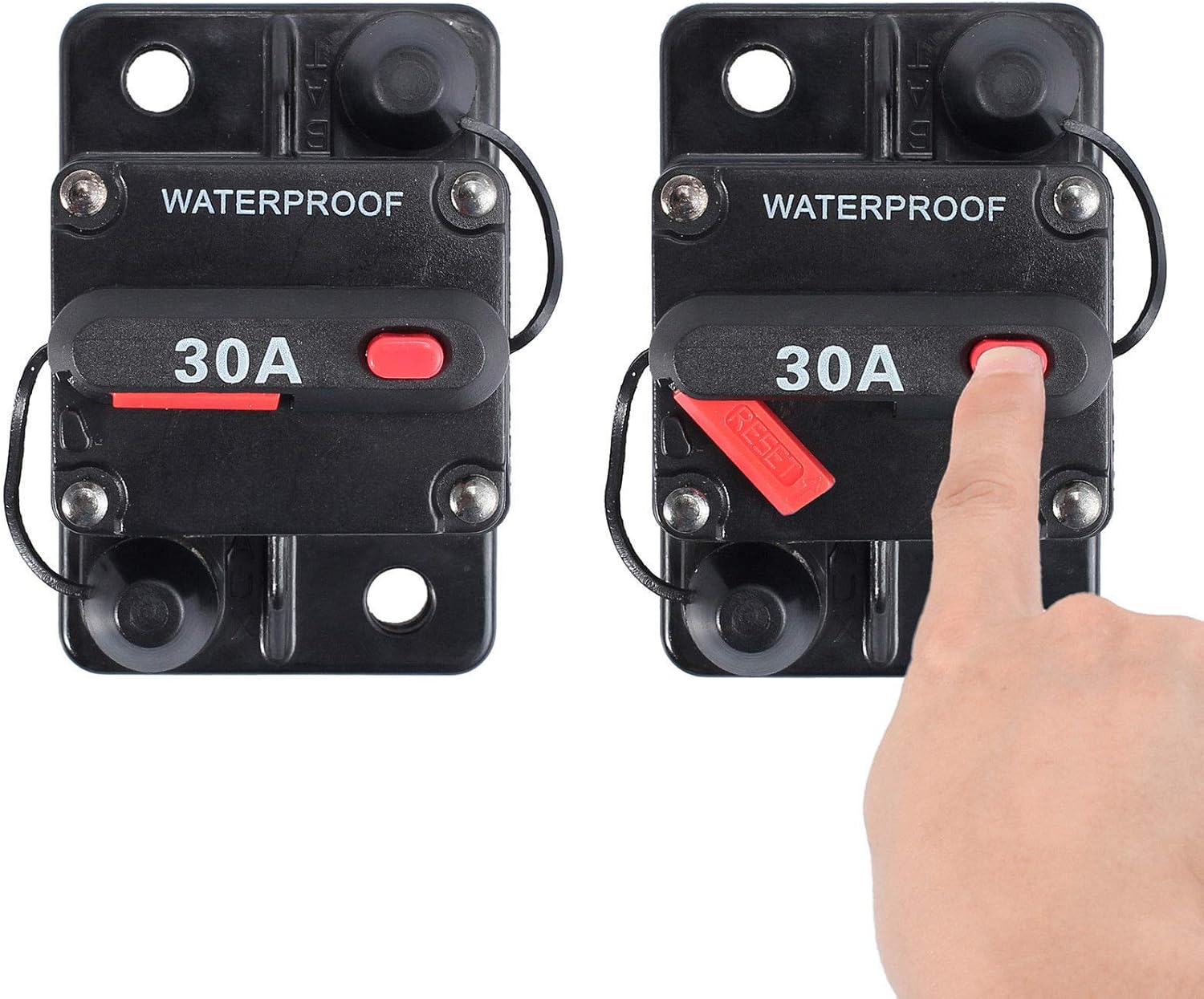 MASO 30 Amp Waterproof Car Circuit Breaker with Manual Reset Suitable for Motor Auto Car Marine Boat Bike Stereo Audio 12V-24V DC: Automotive