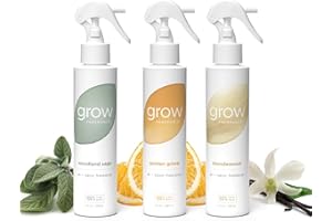 Grow Fragrance 100% Plant-Based Air Freshener Spray | Freshen Fabric & Rooms | Golden Grove, Woodland Sage, Blondewood Scents | Made with Natural Essential Oils - Variety 3 Pack, 5 oz each