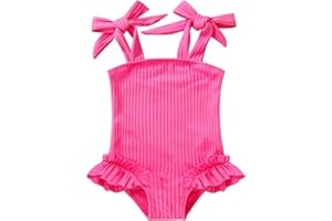 Happy Town Toddler Swimsuit Girl Solid Color Stripe One-Piece Baby Bathing Suits
