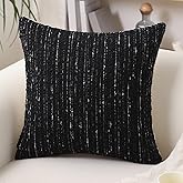 GIKKEARL Textured Boucle Pillow Covers 18x18 Neutral Striped Throw Pillows Soft Modern Farmhouse Pillow Cases, 1pc Decorative Accent Square Couch Cushion Cover for Bed Chair Living Room, Black