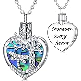 TOUPOP Tree of Life Urn Necklace for Ashes 925 Sterling Silver Heart Abalone Shell Cremation Jewelry Memorial Christmas Gifts for Women Mom Wife