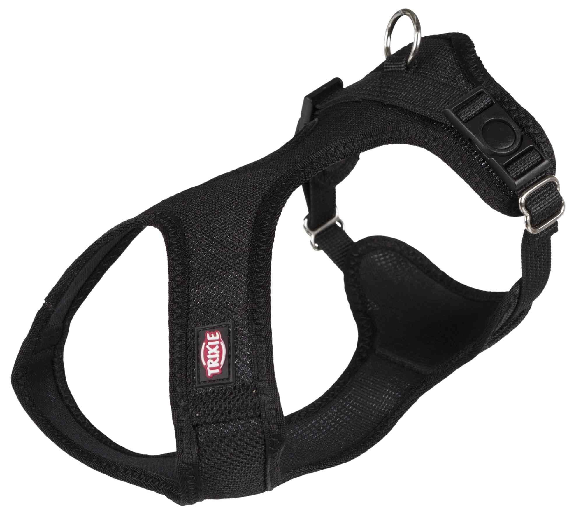 TRIXIE Comfort Soft Touring Harness size XS-S: chest circumference 30-45 cm/15 mm in black - padded dog harness for jogging with infinitely adjustable belly strap for small dogs, 16261