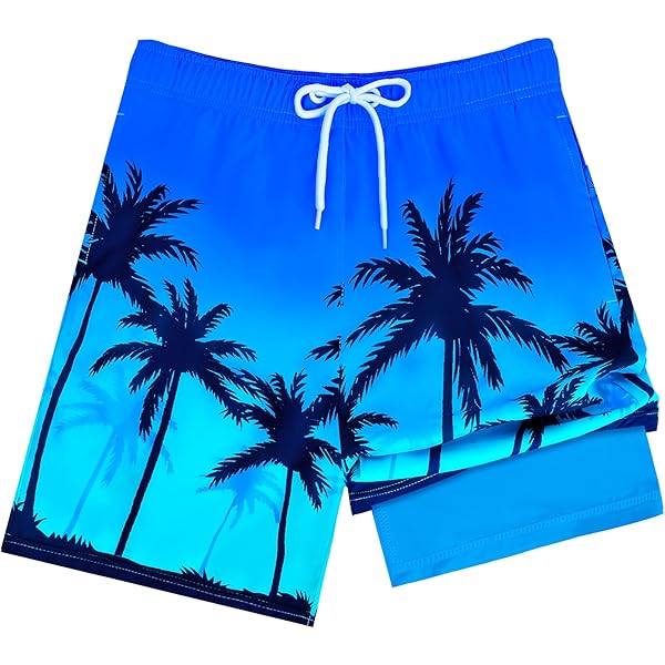 Men's Blue Turtle Hawaiian Swim Trunks - Quick Dry Board Shorts