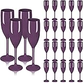 LEYIQU Plastic Champagne Flutes, Acrylic Glasses Goblets Cups Toasting Shatterproof Reusable Flute, for Valentine’s Day Wedding Party Mimosa Bar Anniversary Birthday (24, Dark Purple)