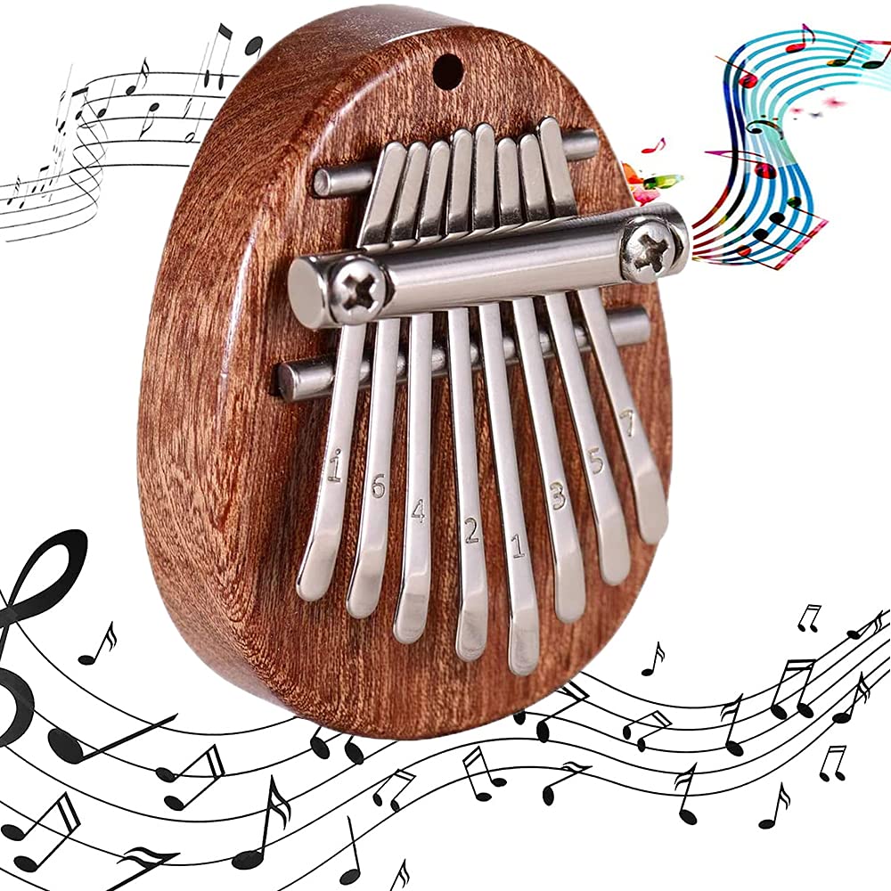 Thumb Piano, Portable Kalimba, Mini Kalimba Thumb Piano, Wood Finger Piano, Mahogany 8 Key Mini Portable Finger Percussion for Kid Gift, Music Beginner