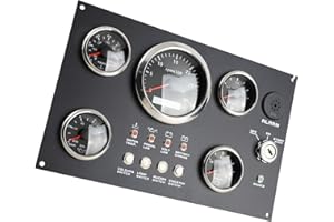 Alomejor Boat Gauge Set Instrument Panel Dashboard Cluster with Oil Level Water Temperature Voltage Oil Pressure Tachometer f