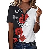 Zeagoo Shirts for Women Casual Short Sleeve Floral Blouses Summer Top Business Work Clothes