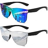 FEISEDY Trendy Rimless Mirrored One Piece Lens Sunglasses Reflective Sun Glasses B4114