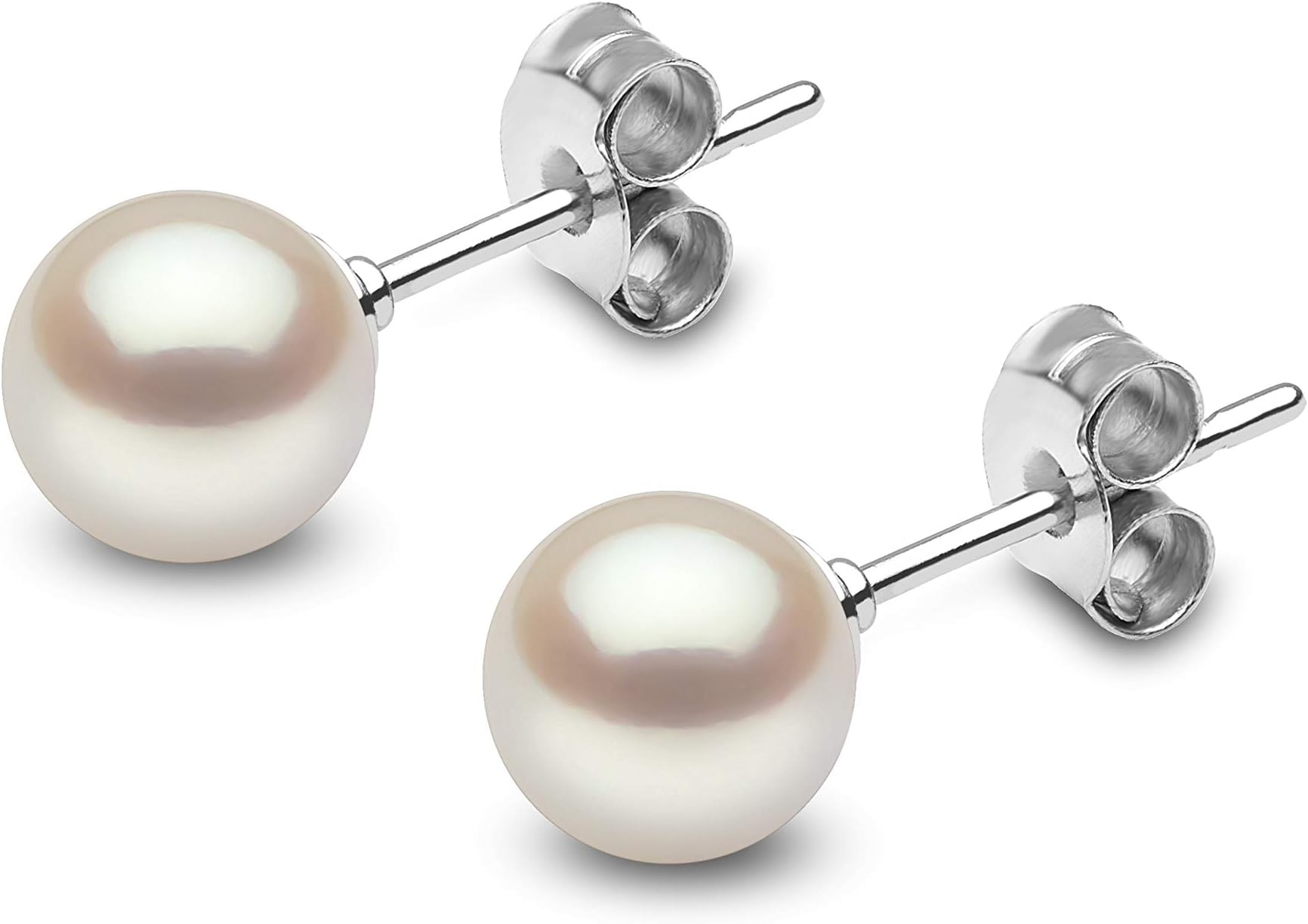 Kimura Cultured White Round Akoya Pearl Ear Studs, 18 ct