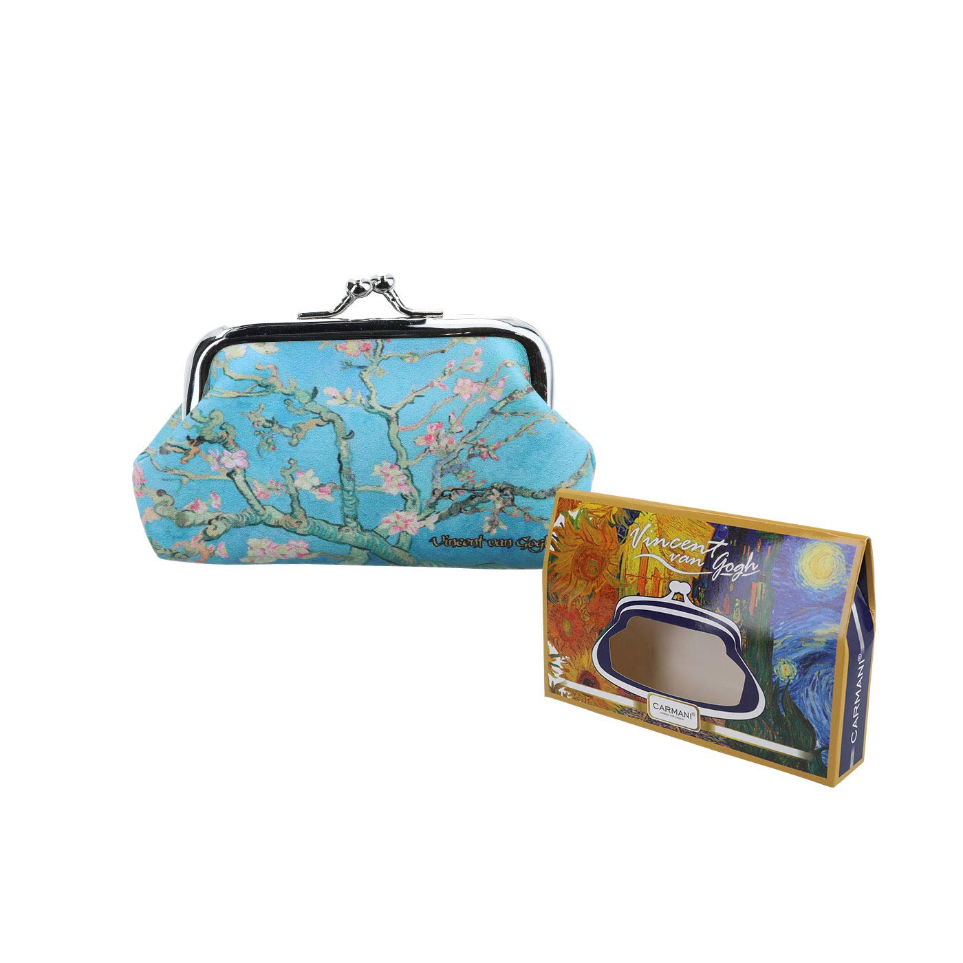 CARMANI - Medium Ladies Clasp Coin Purse with Vincent Van Gogh "Almond Blossoms"