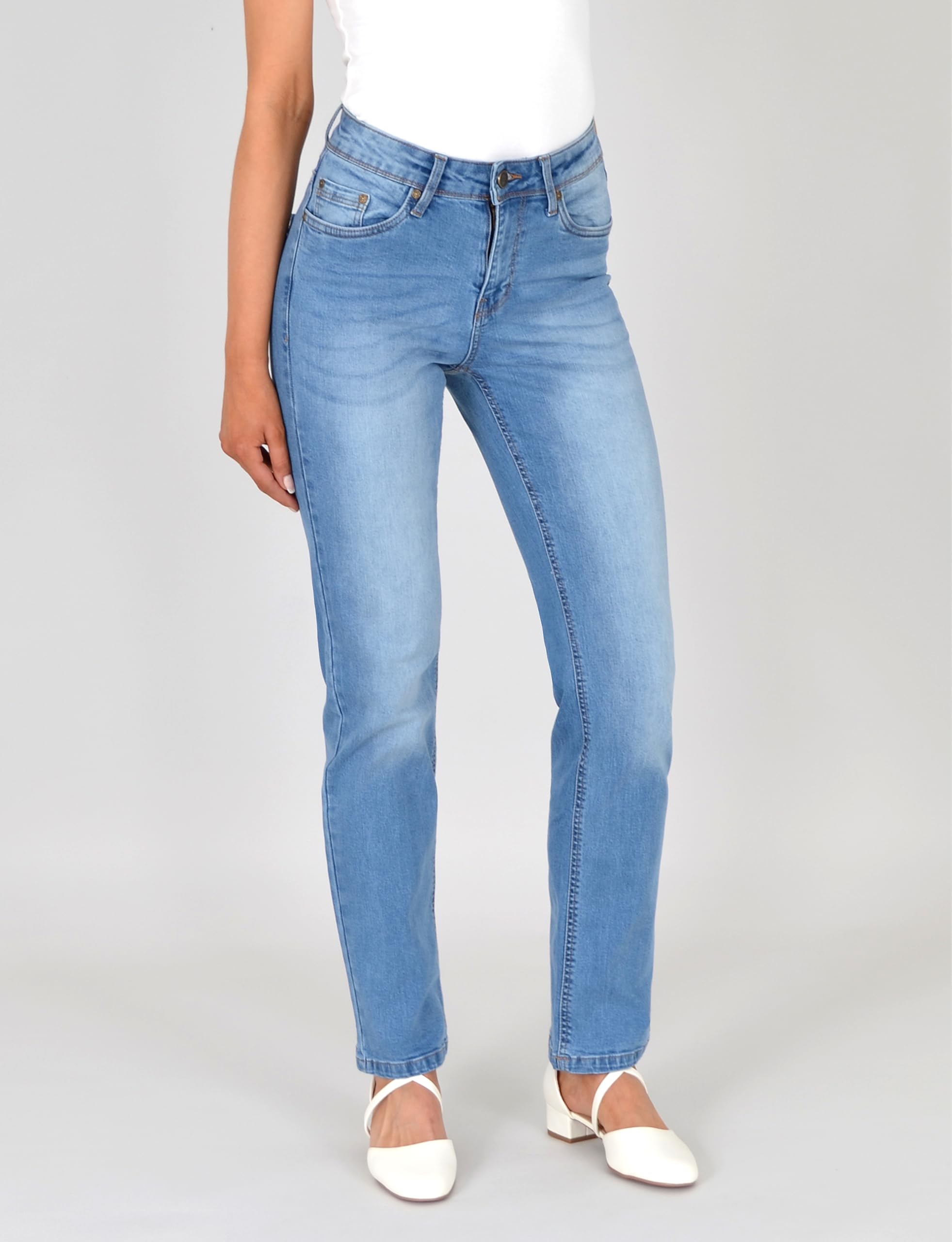 ESRA Jeans Damen Straight High Waist Stretch Jeanshose G200 4