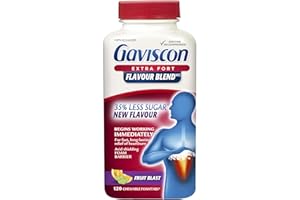 Gaviscon Extra Strength Flavour Burst Tablets - 120 Count - Chewable Foaming Antacid Tablets for Day and Night Heartburn Reli