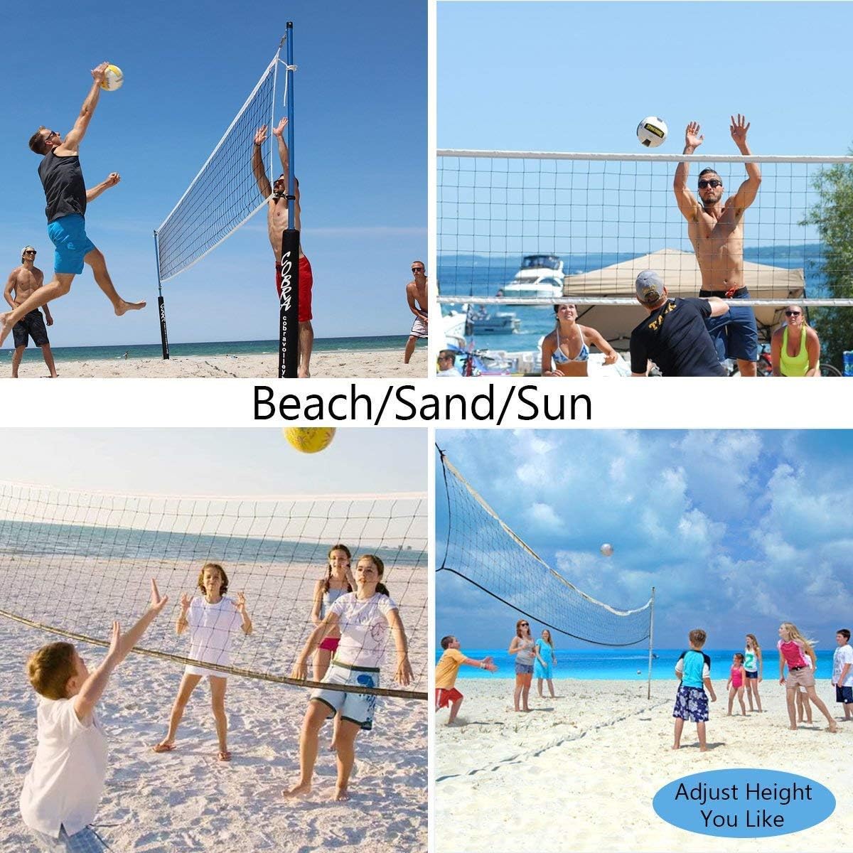 Sports Volleyball Net - Volleyball Replacement Net Standard Size (32 FT x 3 FT) with Steel Cable, Reinforced Side Tapes for Beach Garden Yard Pool Indoor Outdoor Play(Net Only) : Sports & Outdoors