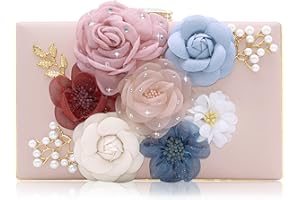 Milisente Evening Bag for Women, Flower Wedding Evening Clutch Purse Bride Floral Clutch Bag