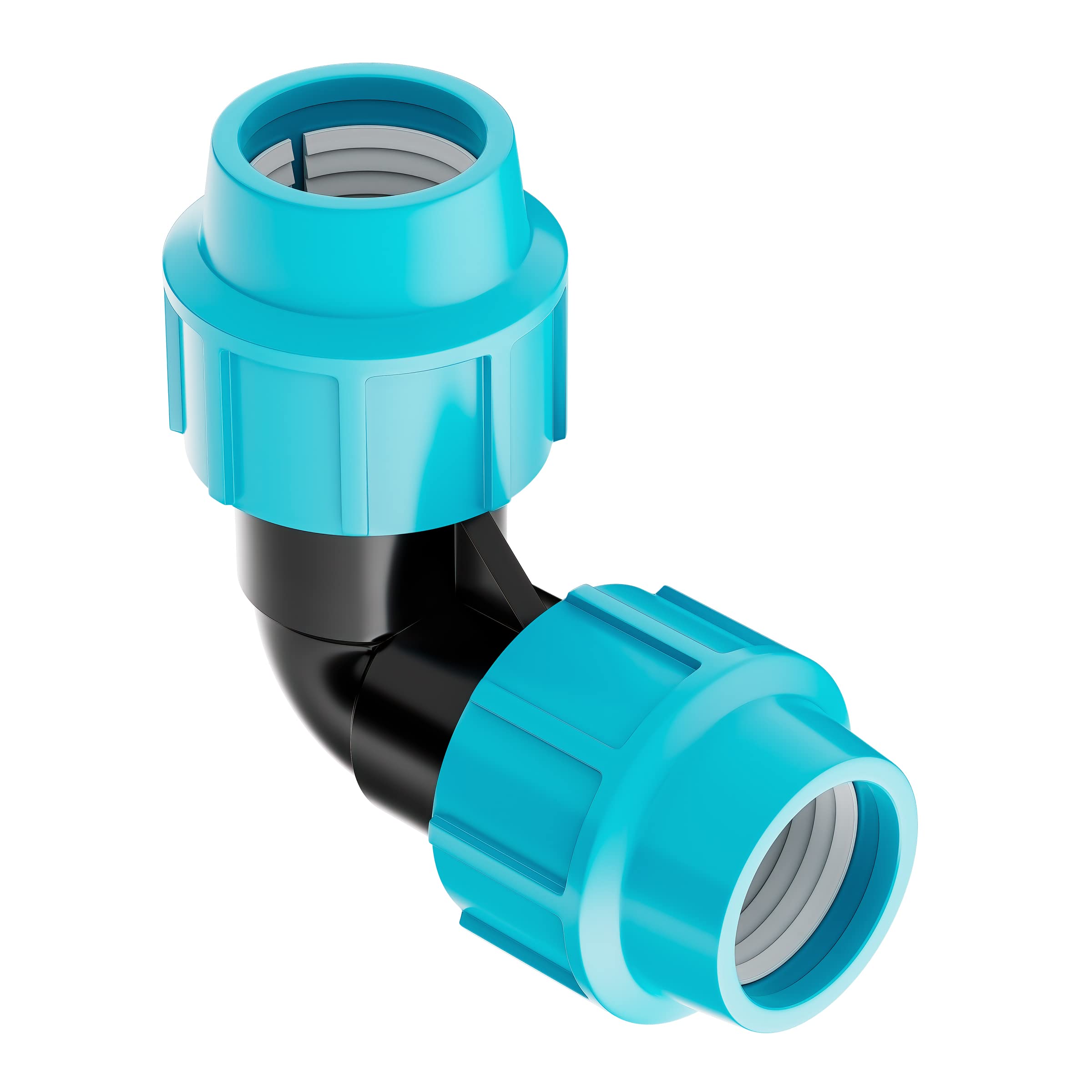 BFG MDPE Fitting for Water Pipes, Angle 25 mm x 25 mm, for MDPE Plastic Pipes, 16 Bar, Max. Temperature 45 °C, Compression Fittings