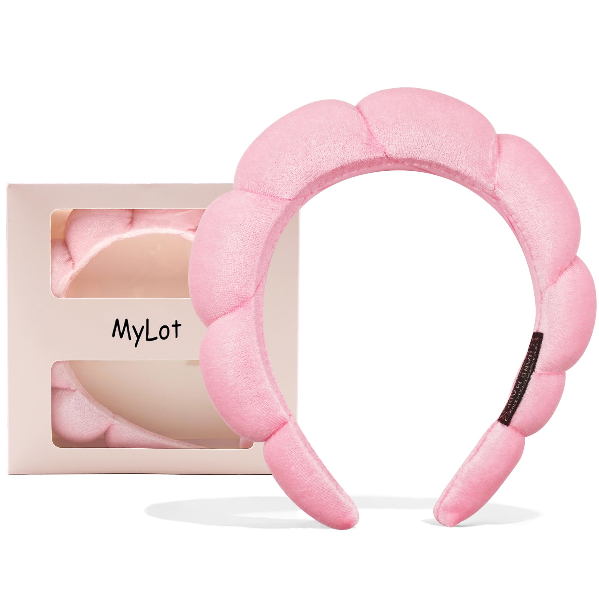 Mylot Spa Headband for Women Sponge Headband Soft Clouds Hairband Makeup Headbands for Women Girls, Shower Sports Beauty Removal Skincare Pink — image 1
