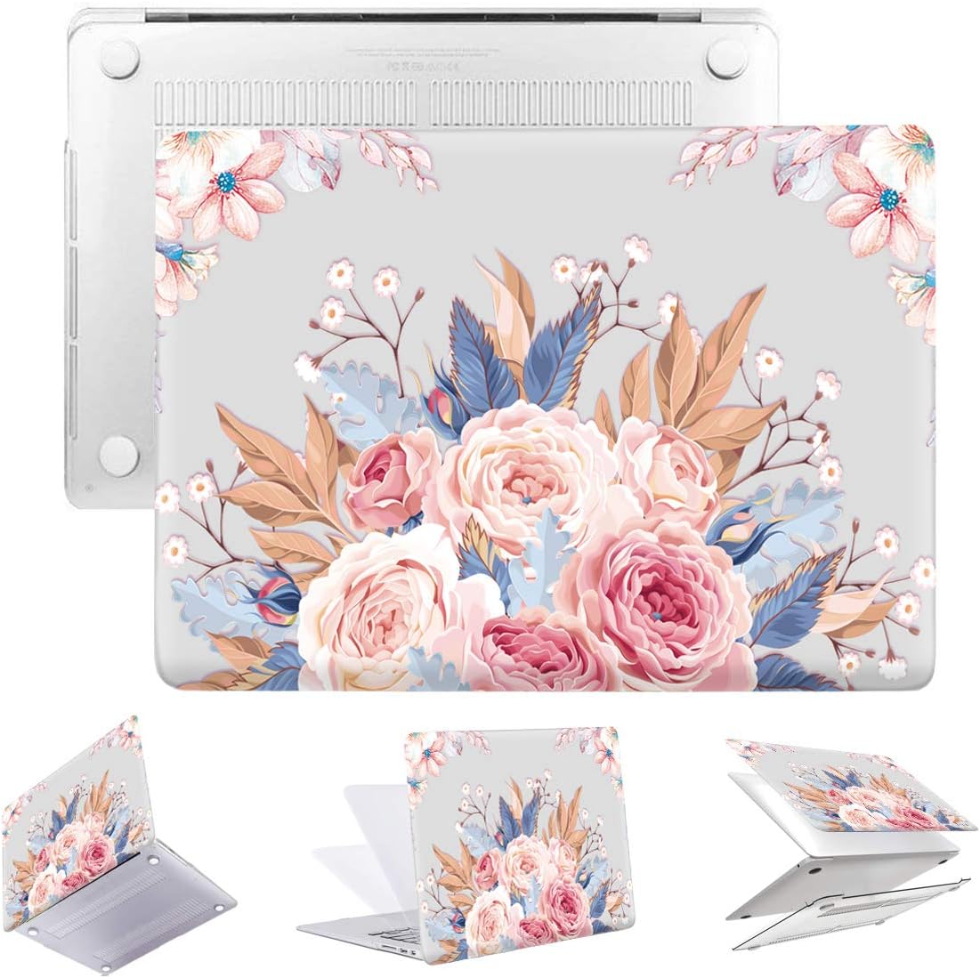 PapyHall MacBook Retina 12 Case Transparent Plastic Shell Case Only Compatible 2017/2016/2015 Release MacBook 12 inch Retina Display Model: A1534 Chinese Rose