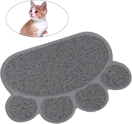 Ueetek Tapis De Litière Pour Chat Tapis Antidérapant Forme De Pate Alimentation Eau Tapis De Table Tapis Pour Chien Pet Cat Kitty 30 40cm Gris