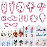 KEOKER Summer Clay Cutters, Summer Polymer Clay Cutters, Polymer Clay Cutters for Earrings Making, 13 Shapes Polymer Clay Cutters, Studs Clay Cutters for Polymer Clay Jewelry