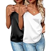 Zeagoo Women's Silk Satin Tank Tops 2026 V Neck Adjustable Spaghetti Strap Sleeveless Camisole Summer Basic Blouse