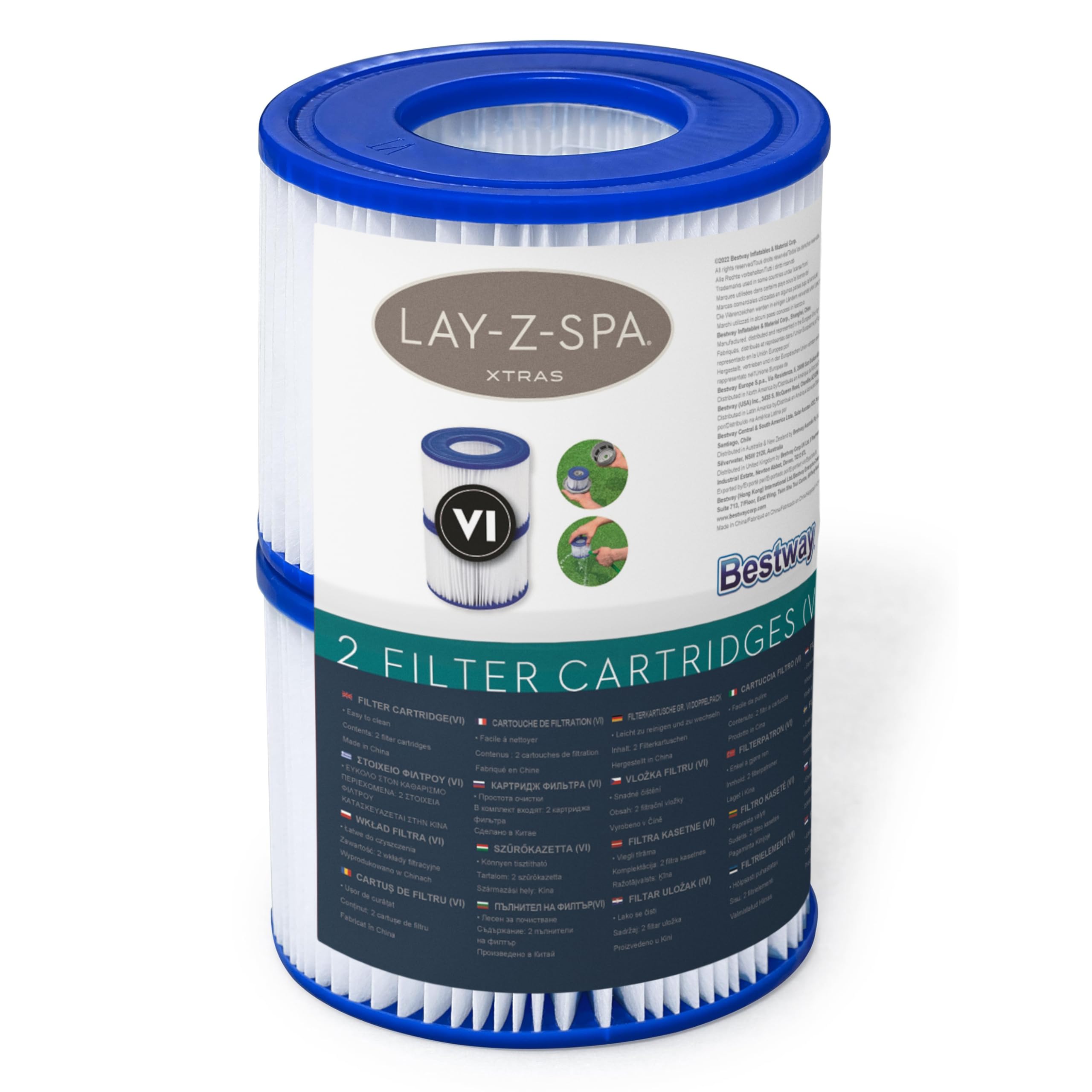 Lay-Z-Spa Hot Tub Filter Cartridge VI for All Lay-Z-Spa Models - 1 x Twin Pack (2 Filters)