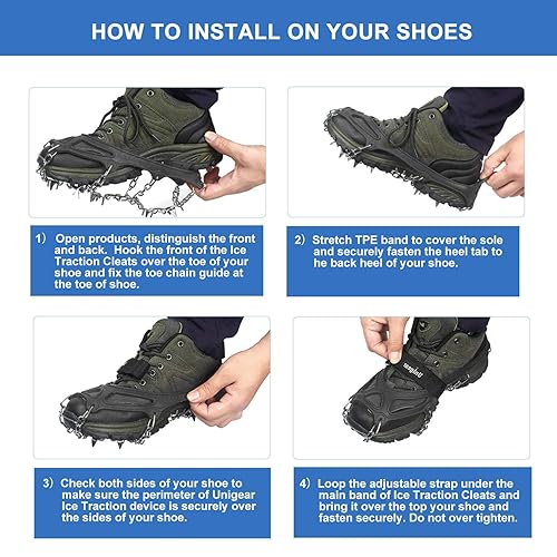 Unigear Crampons for Hiking Boots,Traction Ice Cleats Snow Grips