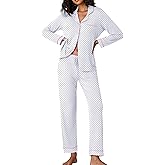 Ekouaer Pajamas Women's Long Sleeve Sleepwear Soft Button Down Loungewear Pjs Lounge Set Nightwear XS-XXL