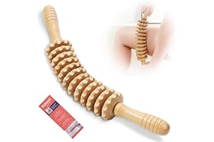 XOKOCLI Wood Massage Roller Wood Therapy Massage Tools Body Roller Cellulite Roller Fascia Blaster Muscle Roller Wooden Massager for Lymphatic Drainage, Maderoterapia, Pain Relief(White 12-Wheel)