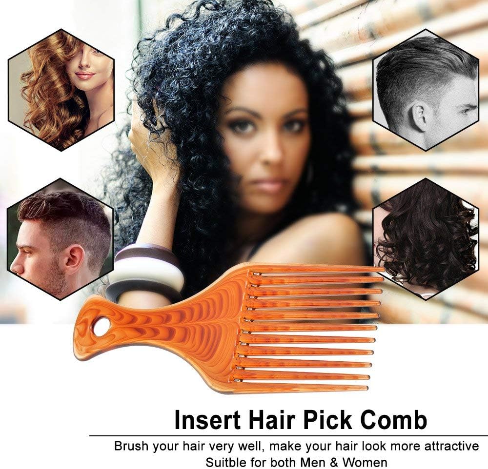 Afro Hair Pick Comb Smooth Hair Fork Comb Lightweight Amber Plastic